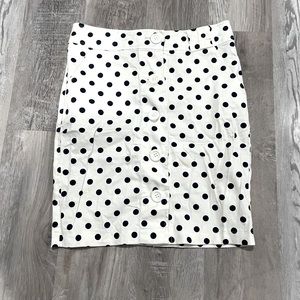 Polka Dot Button-Up Mini Skirt (Navy Blue/White, S)